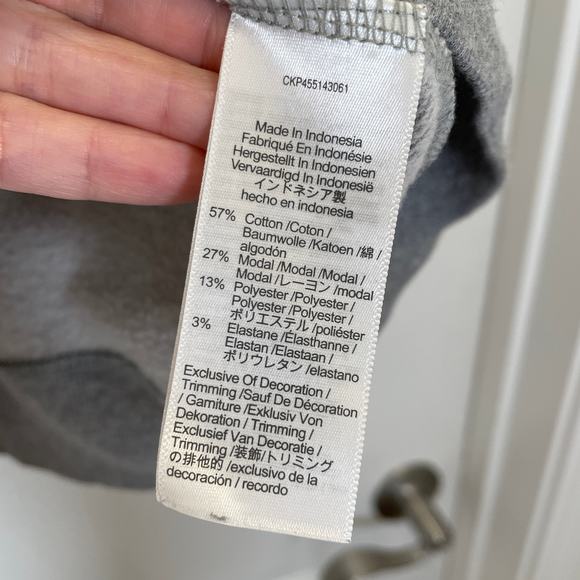 Madewell Raglan Fleece Pullover Top in Medium Gray Cotton Modal L - Picture 4 of 5